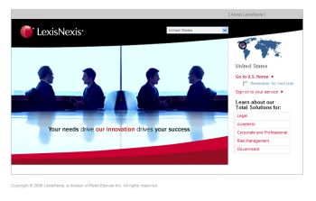 Global Home Page for LexisNexis